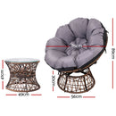 Gardeon Papasan Chair and Side Table Set-Brown