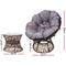 Gardeon Papasan Chair and Side Table Set-Brown