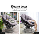 Gardeon Papasan Chair and Side Table Set- Grey