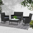 Gardeon 4-piece Wicker Outdoor Set - Black - Coll Online