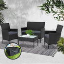 Gardeon Garden Furniture Outdoor Lounge Setting Wicker Sofa Patio Storage Cover Black - Coll Online