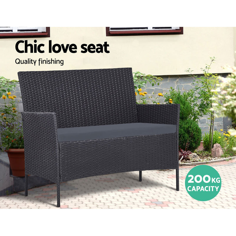 Gardeon Garden Furniture Outdoor Lounge Setting Wicker Sofa Patio Storage cover Grey - Coll Online