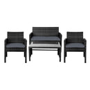 Gardeon Set of 4 Outdoor Wicker Chairs & Table - Black