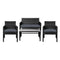 Gardeon Set of 4 Outdoor Wicker Chairs & Table - Black