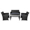 Gardeon Set of 4 Outdoor Wicker Chairs & Table - Black