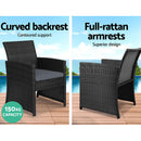 Gardeon Garden Furniture Outdoor Lounge Setting Wicker Sofa Set Storage Cover Black