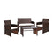 Gardeon Set of 4 Outdoor Wicker Chairs & Table - Brown