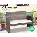 Gardeon Set of 4 Outdoor Wicker Chairs & Table - Grey