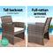 Gardeon Set of 4 Outdoor Wicker Chairs & Table - Grey