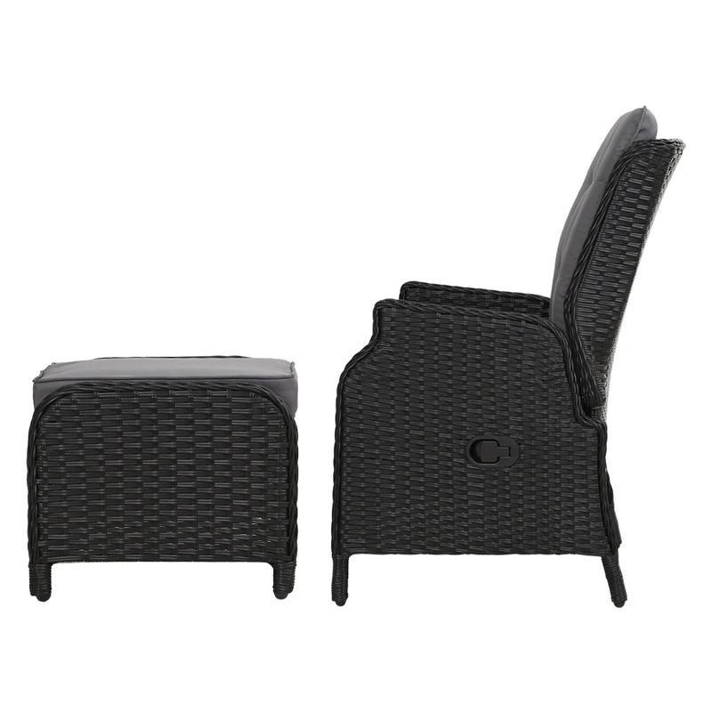 Gardeon Set of 2 Recliner Chairs Sun lounge Outdoor Setting Patio Furniture Wicker Sofa