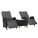 Gardeon Recliner Chairs Sun lounge Setting Outdoor Furniture Patio Wicker Sofa