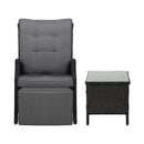 Gardeon Recliner Chairs Sun lounge Setting Outdoor Furniture Patio Wicker Sofa