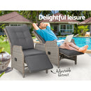 Gardeon Set of 2 Recliner Chairs Sun lounge Outdoor Furniture Setting Patio Wicker Sofa Grey