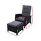 Sun lounge Recliner Chair Wicker Lounger Sofa Day Bed Outdoor Furniture Patio Garden Cushion Ottoman Black Gardeon - Coll Online