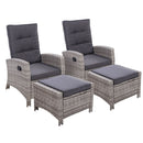 2PC Sun lounge Recliner Chair Wicker Lounger Sofa Day Bed Outdoor Chairs Patio Furniture Garden Cushion Ottoman Gardeon - Coll Online