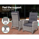 2PC Sun lounge Recliner Chair Wicker Lounger Sofa Day Bed Outdoor Chairs Patio Furniture Garden Cushion Ottoman Gardeon - Coll Online