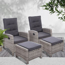 2PC Sun lounge Recliner Chair Wicker Lounger Sofa Day Bed Outdoor Chairs Patio Furniture Garden Cushion Ottoman Gardeon - Coll Online