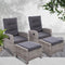 2PC Sun lounge Recliner Chair Wicker Lounger Sofa Day Bed Outdoor Chairs Patio Furniture Garden Cushion Ottoman Gardeon - Coll Online