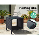 Gardeon Outdoor Setting Recliner Chair Table Set Wicker lounge Patio Furniture Black - Coll Online