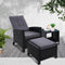 Gardeon Outdoor Setting Recliner Chair Table Set Wicker lounge Patio Furniture Black - Coll Online