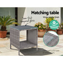 Outdoor Setting Recliner Chair Table Set Wicker lounge Patio Furniture Grey - Coll Online