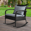 Gardeon Outdoor Furniture Rocking Chair Wicker Garden Patio Lounge Setting Black