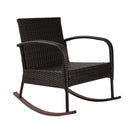 Gardeon Rocking Chairs Table Set Outdoor Setting Wicker Recliner Patio Furniture Brown - Coll Online