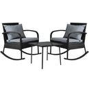 Gardeon 3 Piece Outdoor Chair Rocking Set - Black - Coll Online