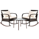 Gardeon 3 Piece Outdoor Chair Rocking Set - Brown - Coll Online