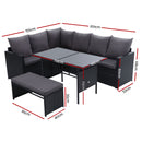 Gardeon Outdoor Furniture Dining Setting Sofa Set Lounge Wicker 8 Seater Black - Coll Online