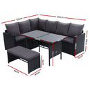 Gardeon Outdoor Furniture Dining Setting Sofa Set Wicker 8 Seater Storage Cover Black - Coll Online