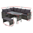 Gardeon Outdoor Furniture Dining Setting Sofa Set Wicker 8 Seater Storage Cover Mixed Grey - Coll Online