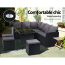 Gardeon Outdoor Furniture Dining Setting Sofa Set Wicker 9 Seater Storage Cover Black - Coll Online