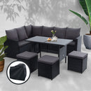 Gardeon Outdoor Furniture Dining Setting Sofa Set Wicker 9 Seater Storage Cover Black - Coll Online