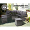 Gardeon Outdoor Furniture Dining Setting Sofa Set Wicker 9 Seater Storage Cover Mixed Grey - Coll Online