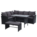 Gardeon Outdoor Furniture Sofa Set Dining Setting Wicker 8 Seater Black - Coll Online