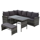 Gardeon Outdoor Furniture Sofa Set Dining Setting Wicker 8 Seater Mixed Grey - Coll Online