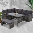 Gardeon Outdoor Furniture Sofa Set Dining Setting Wicker 8 Seater Mixed Grey - Coll Online