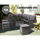 Gardeon Outdoor Furniture Sofa Set Dining Setting Wicker 9 Seater Storage Cover Mixed Grey - Coll Online