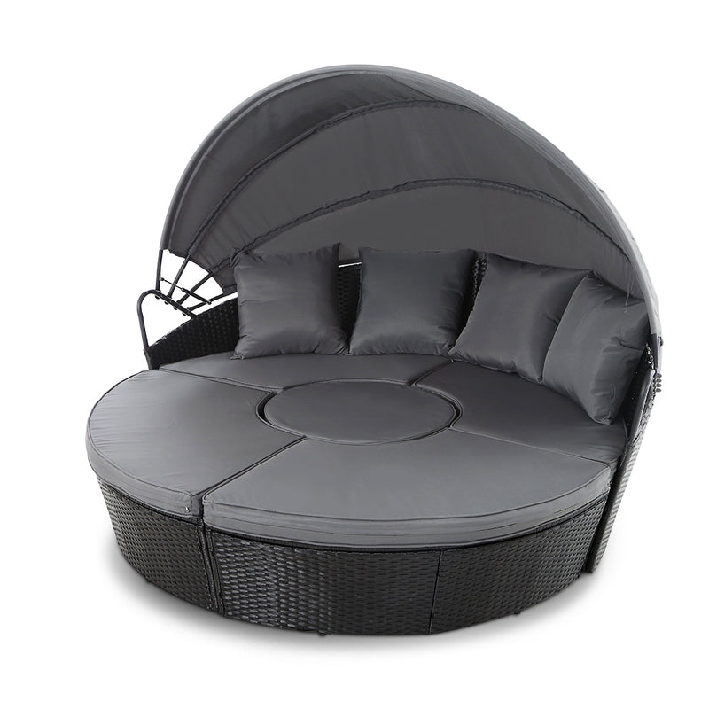 Outdoor Lounge Setting Patio Furniture Sofa Wicker Rattan Garden Chairs Black - Coll Online