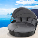 Outdoor Lounge Setting Patio Furniture Sofa Wicker Rattan Garden Chairs Black - Coll Online