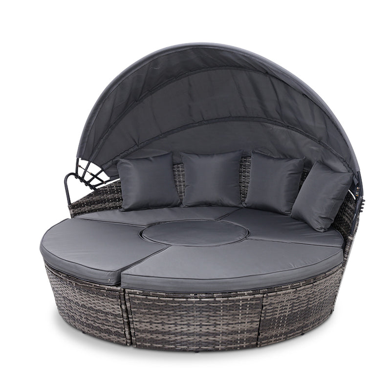 Outdoor Lounge Setting Patio Furniture Sofa Wicker Rattan Garden Set Table Grey - Coll Online