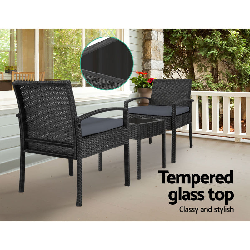 Gardeon 3-piece Outdoor Set - Black