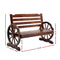 Gardeon Wooden Wagon Wheel Bench - Brown - Coll Online