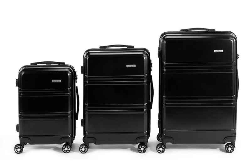 Orbis 3 Piece Kuredu Spinner Luggage Suitcase Set (Black)