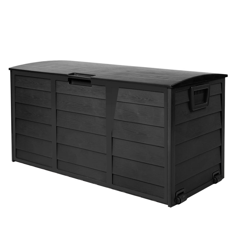 Giantz 290L Outdoor Storage Box Lockable Weatherproof Garden Deck Toy Shed ALL BLACK - Coll Online