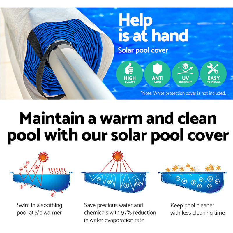 Aquabuddy Solar Swimming Pool Cover Blanket Roller Wheel Adjustable 11 x 6.2M