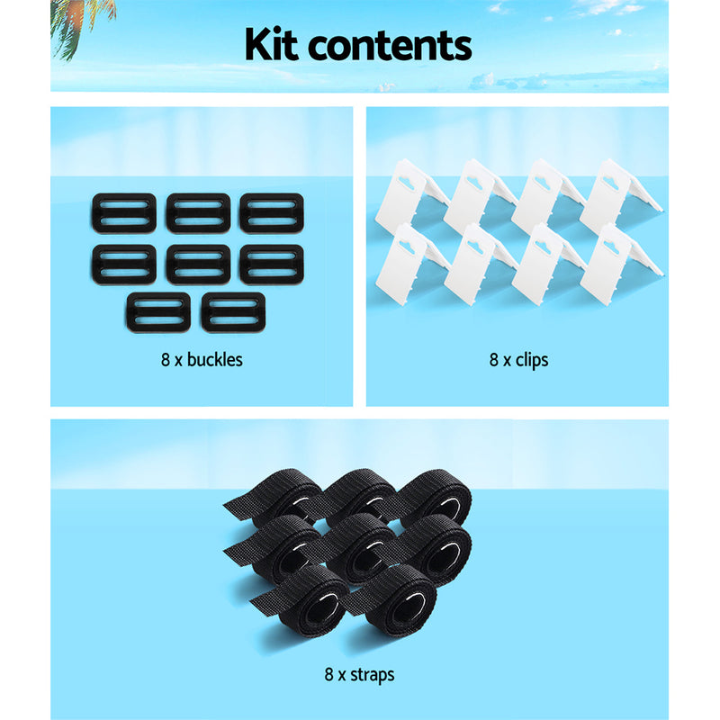 Aquabuddy Pool Cover Roller Attachment Straps Kit 8PCS for Swimming Solar Pool - Coll Online