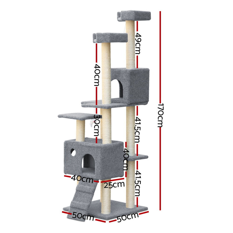 i.Pet Cat Scratching Tree 170CM Scratcher Post Pole Furniture Toy Multi Level - Coll Online