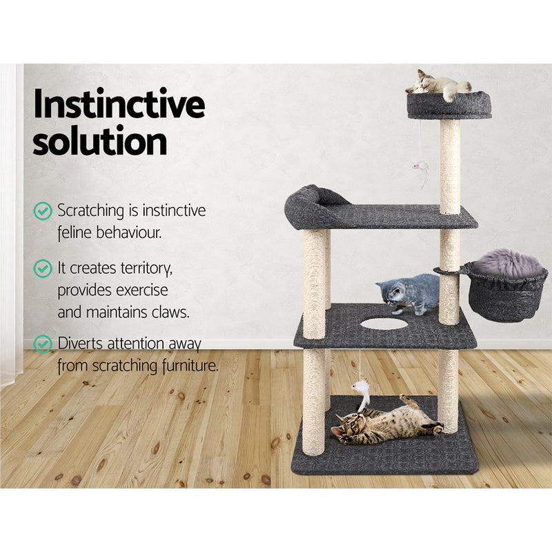 i.Pet Cat Tree 132cm Trees Scratching Post Scratcher Tower Condo House Furniture Wood